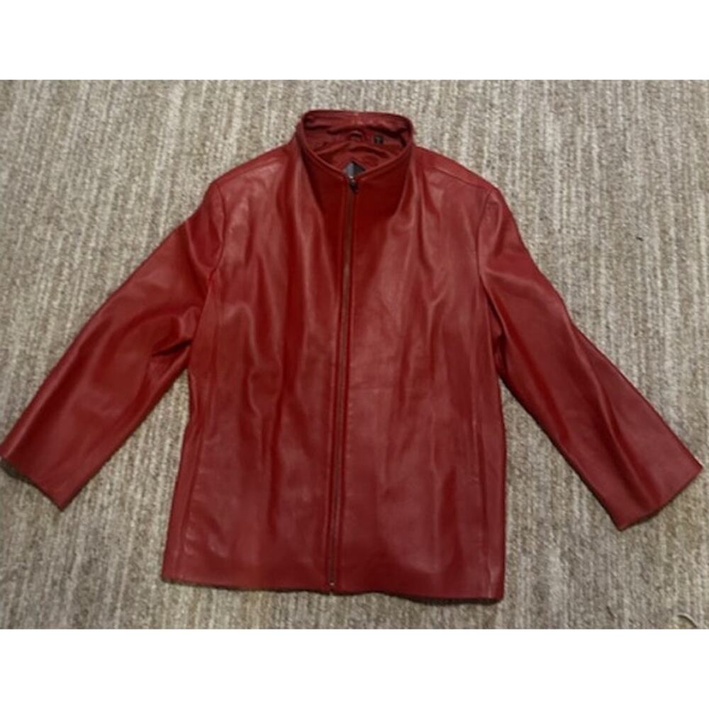 Vintage Tiboa Womens Red Leather Jacket Size XL